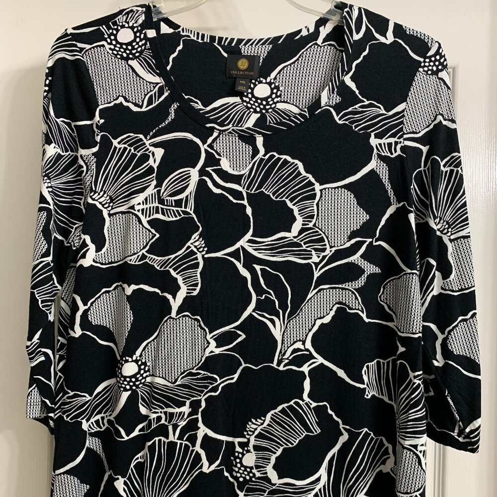 JM Collections Women's Black/White Stretchy Blouse Size Petite XL